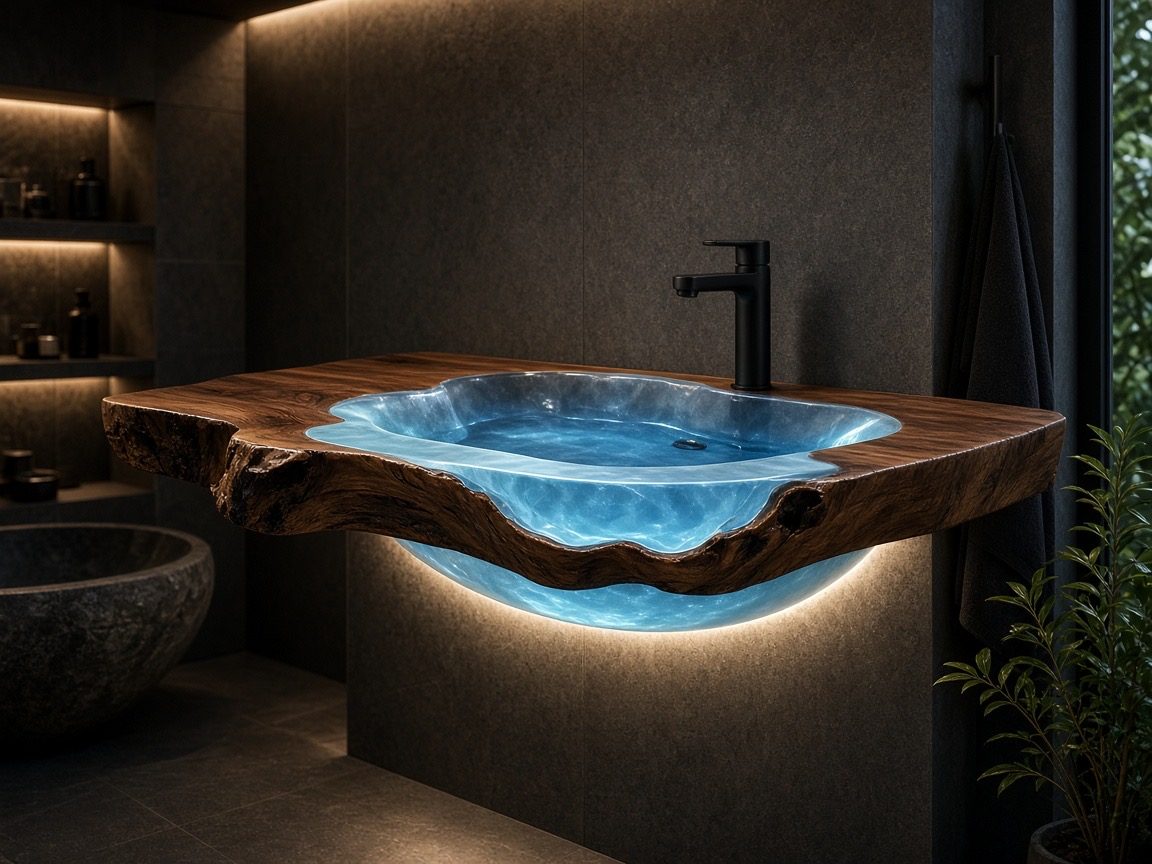 Live-Edge Vanity with Glowing Epoxy Sink