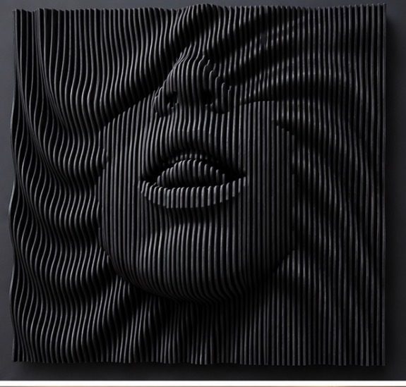 Wave Face Wall Art — Black