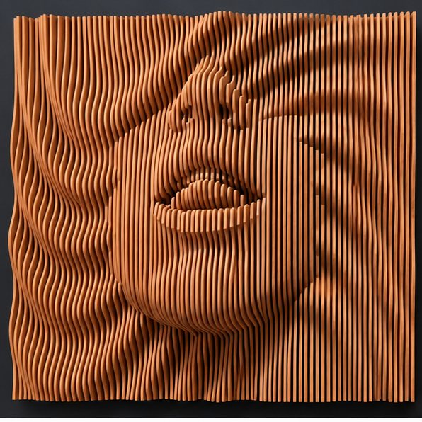 Wave Face wall art, Natural finish